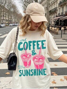 Funny  Coffee And Sunshine Shirt, Coffee Lover Gift, Summer Graphic Tee